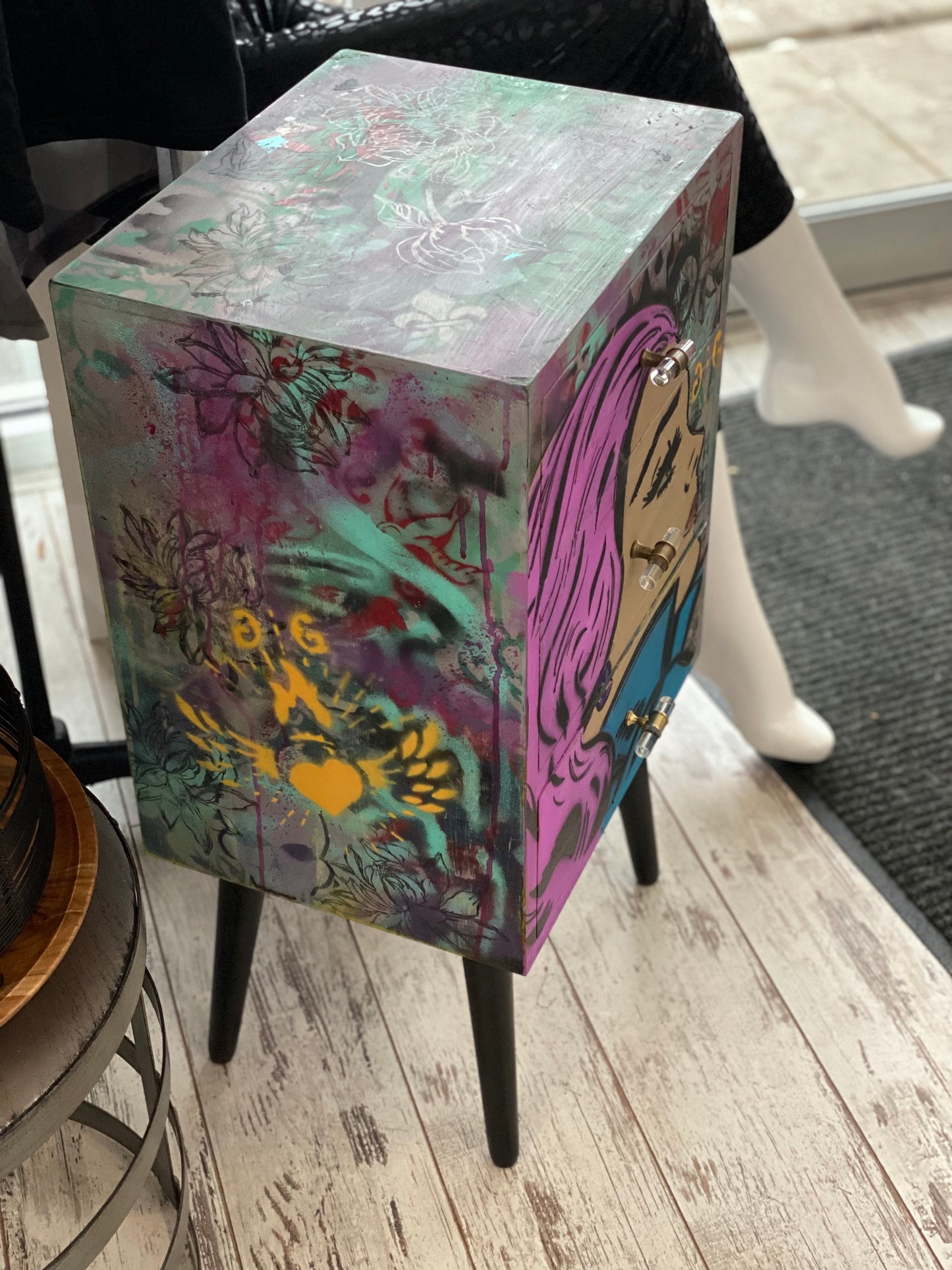 Side Table Pop Art Furniture by Emily Rebecca