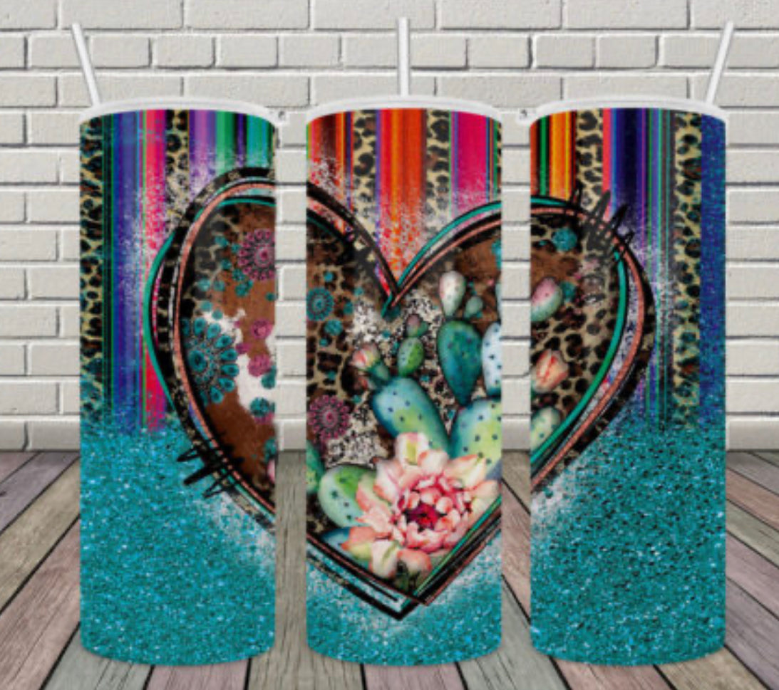 Turquoise Heart 20 oz Tumbler