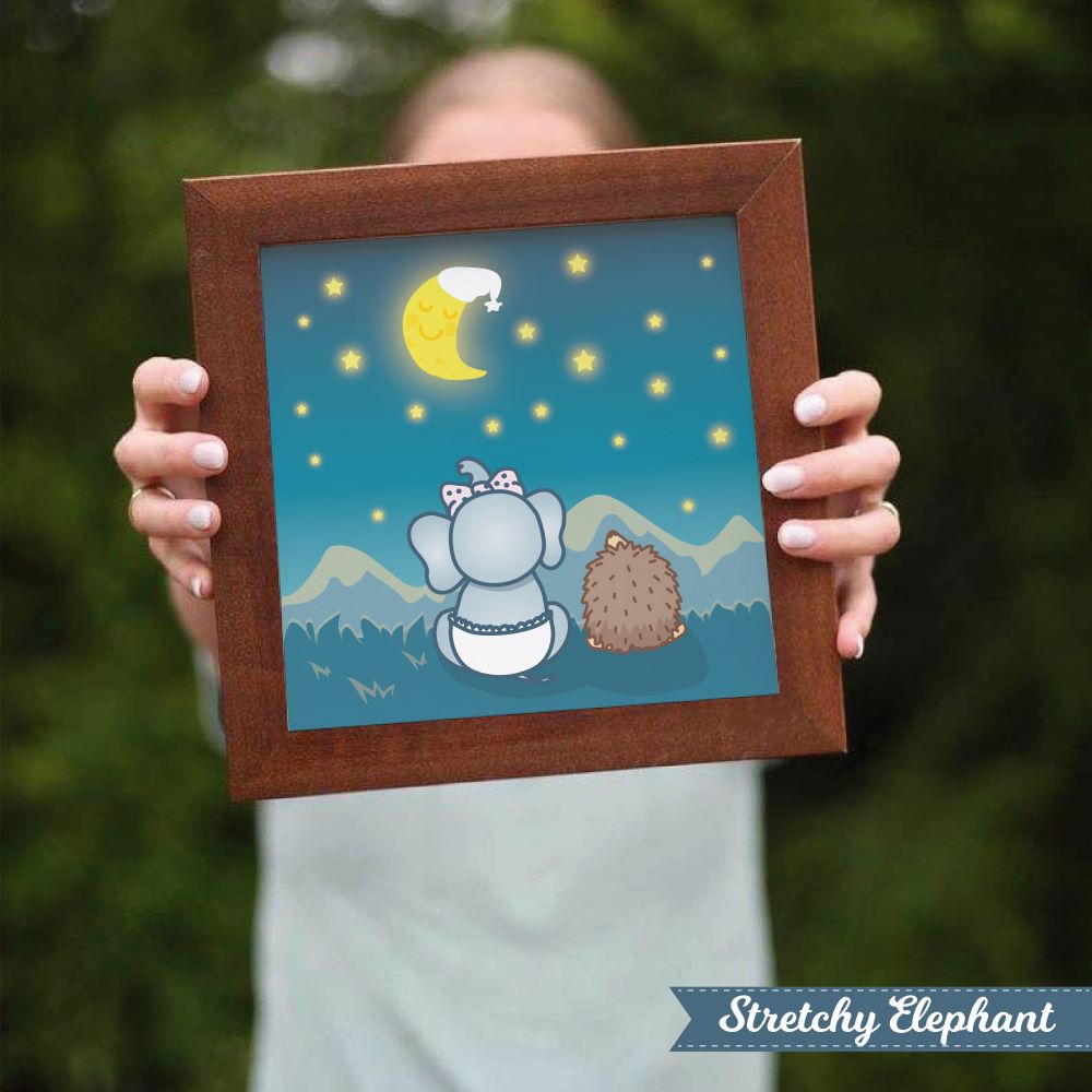 Stretchy Elephant Framed Art "Star Gazing" - Little Lady Agency
