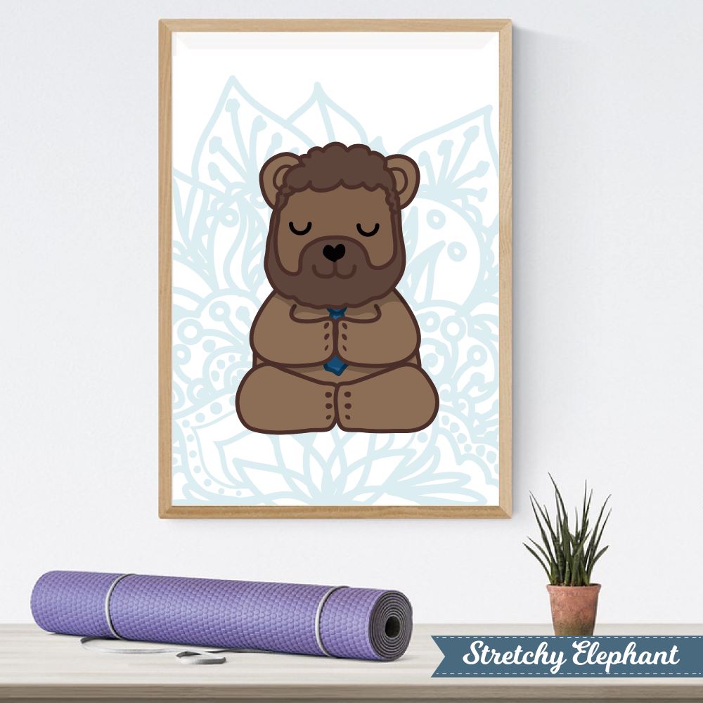 Stretchy Elephant Framed Art "Meditating Bear" - Little Lady Agency
