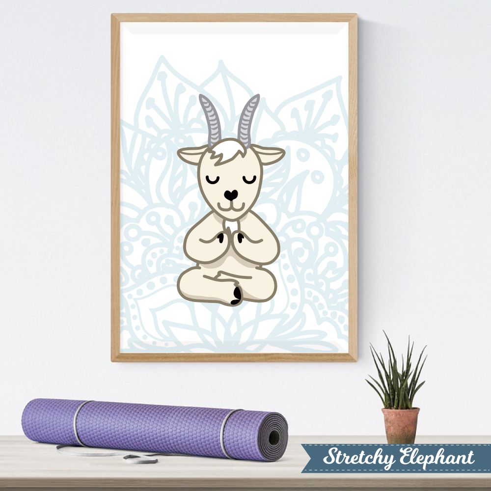 Stretchy Elephant Framed Art "Meditating Goat" - Little Lady Agency
