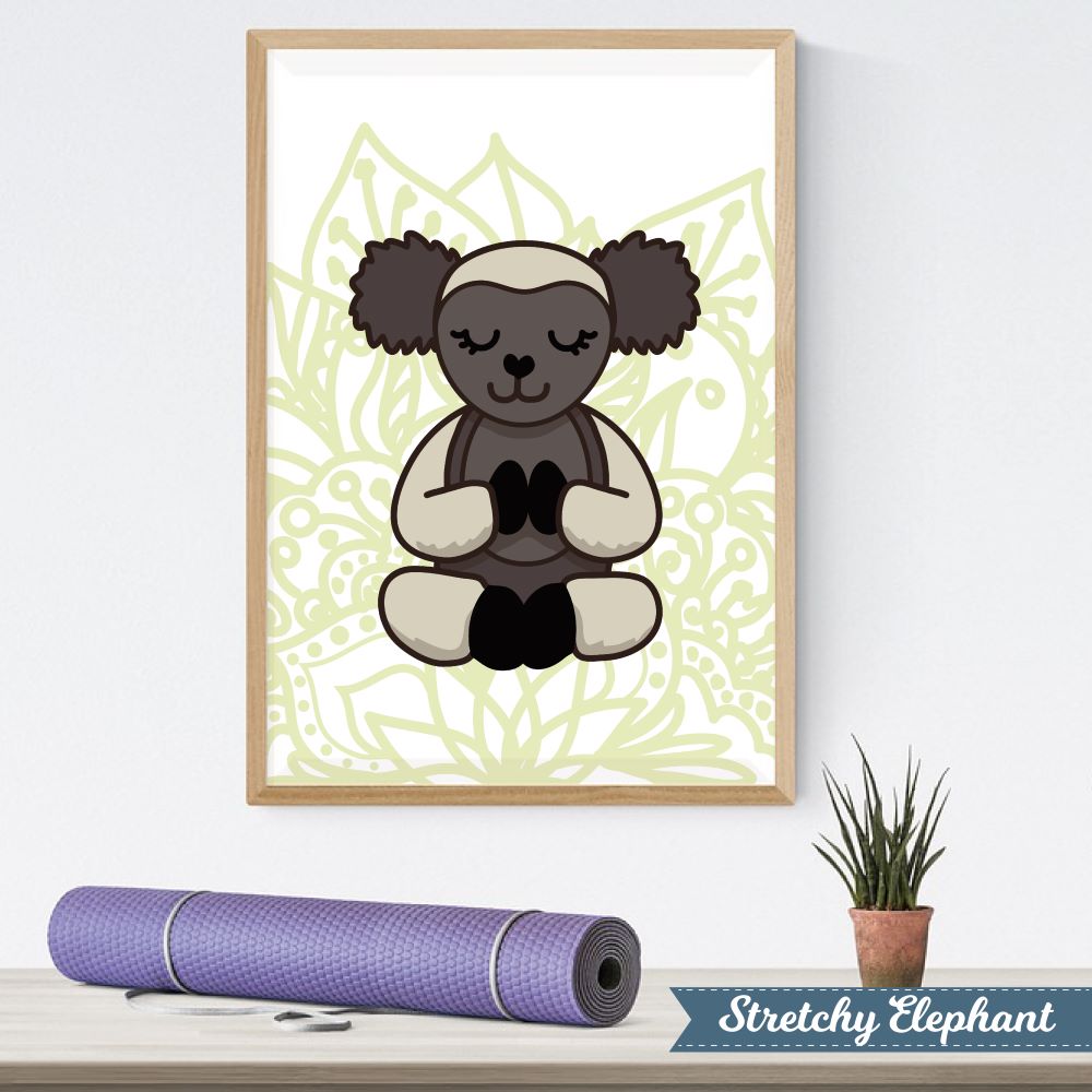 Stretchy Elephant Framed Art "Meditating Indri" - Little Lady Agency