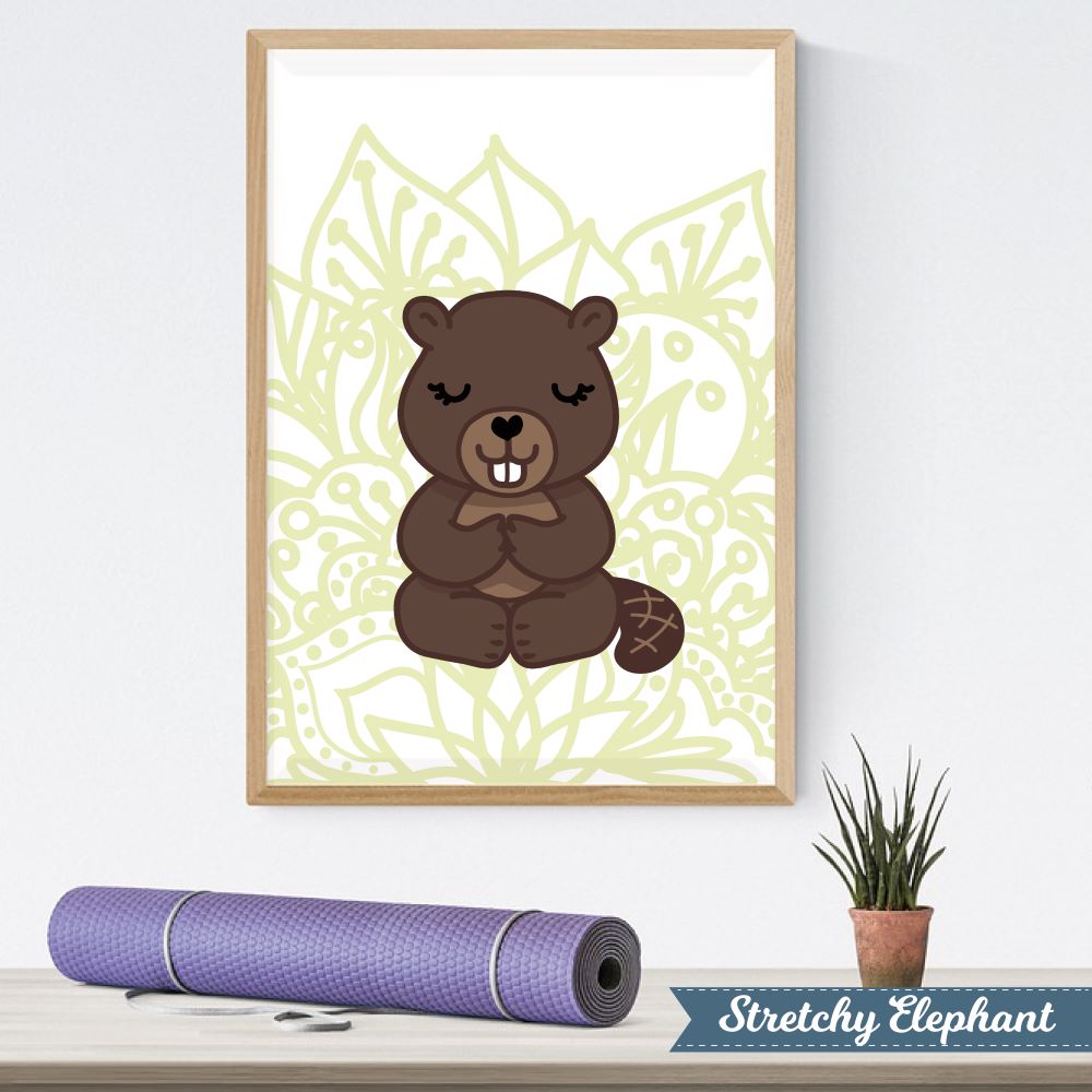 Stretchy Elephant Framed Art "Meditating Beaver" - Little Lady Agency
