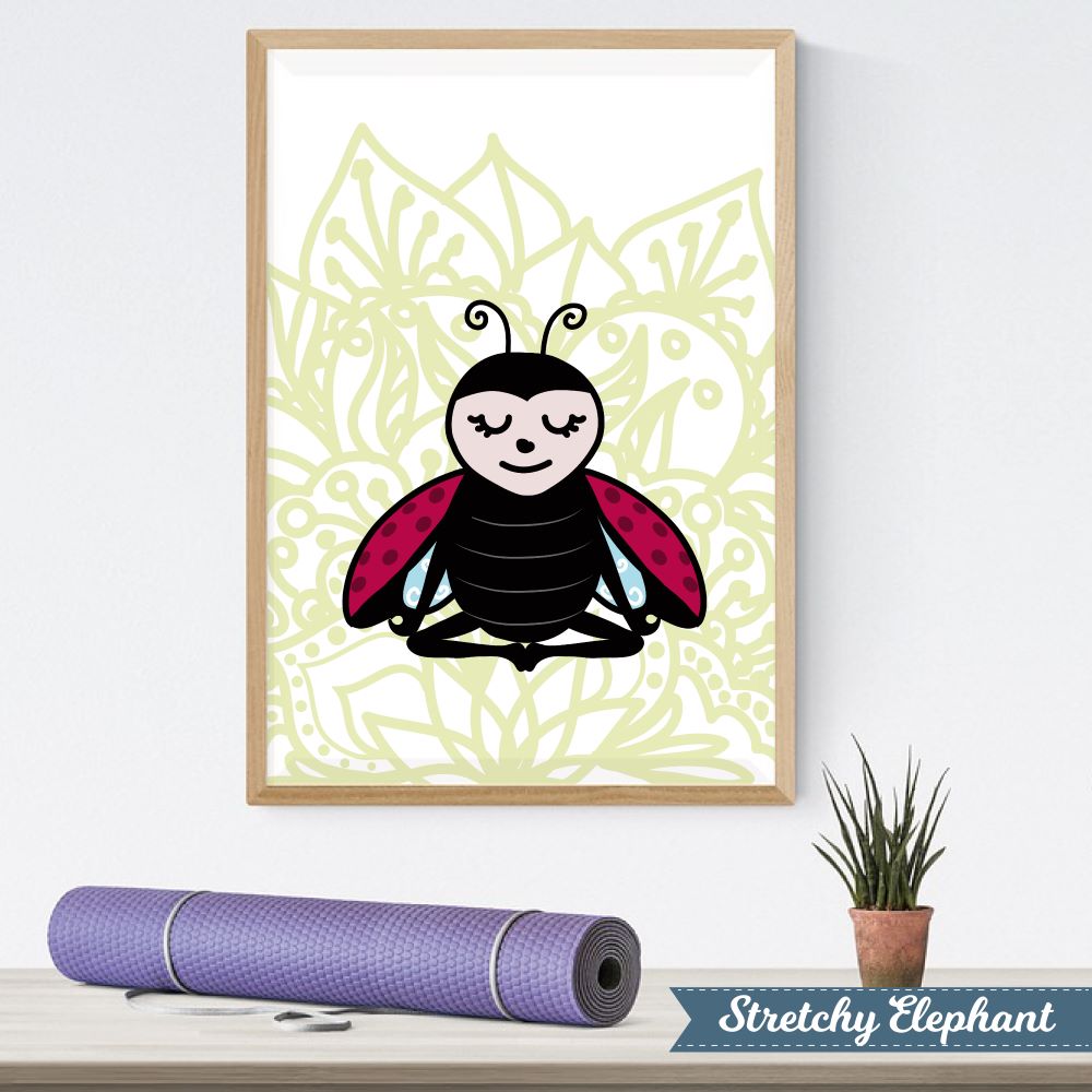 Stretchy Elephant Framed Art "Meditating Lady Bug" - Little Lady Agency