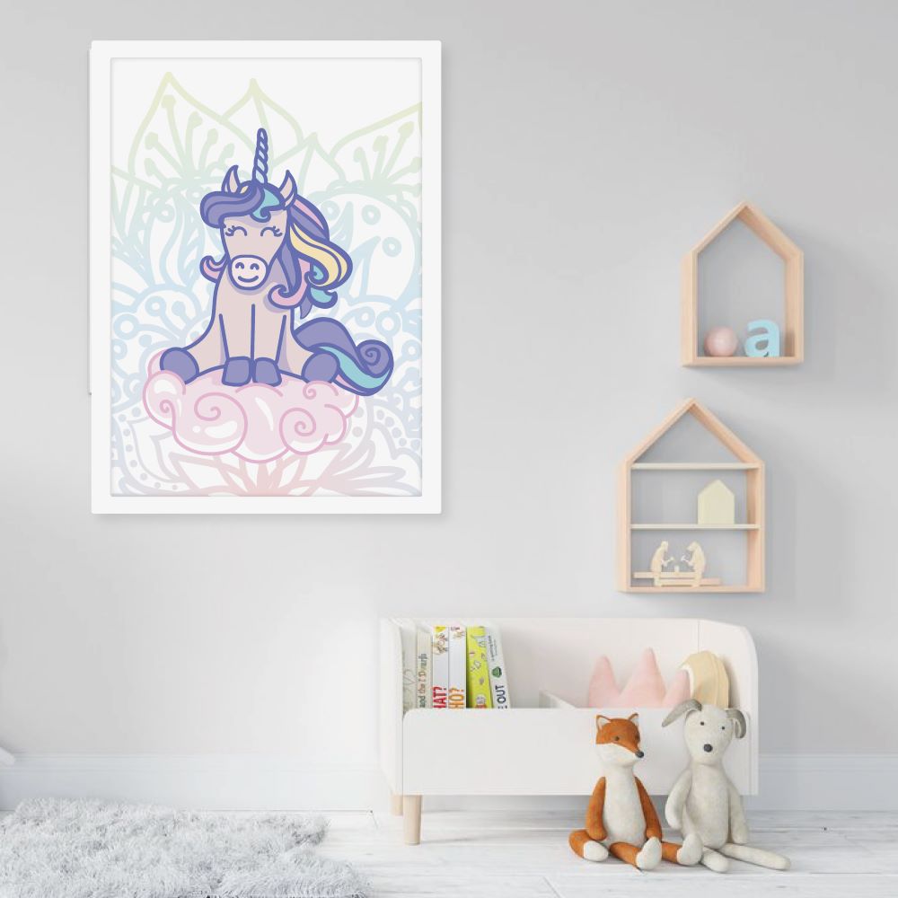 Stretchy Elephant Framed Art "Unicorn On Cloud" - Little Lady Agency