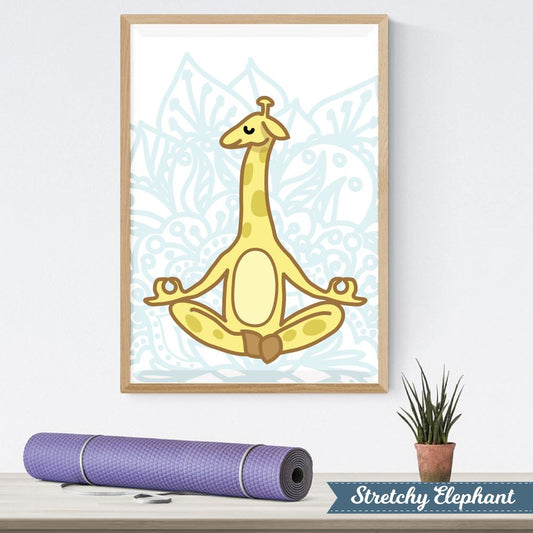 Stretchy Elephant Framed Art "Meditating Giraffe" - Little Lady Agency