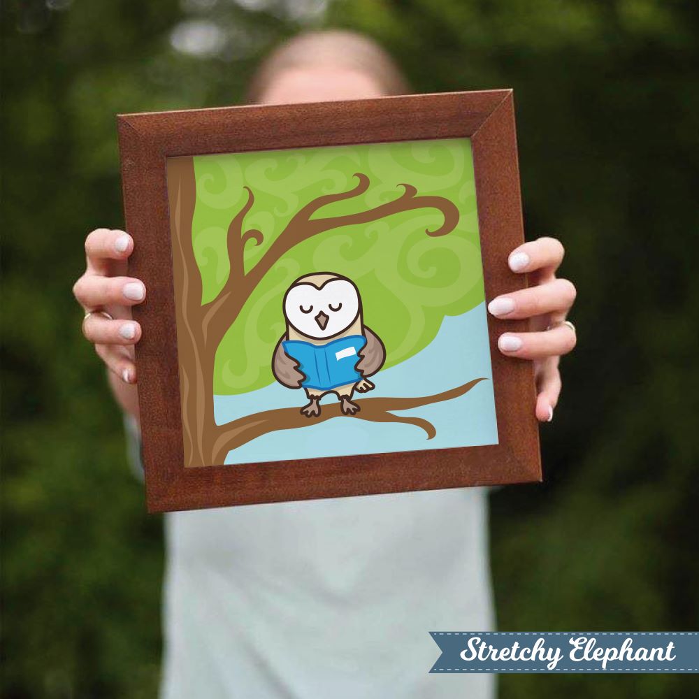 Stretchy Elephant Framed Art "Owl In Tree" - Little Lady Agency