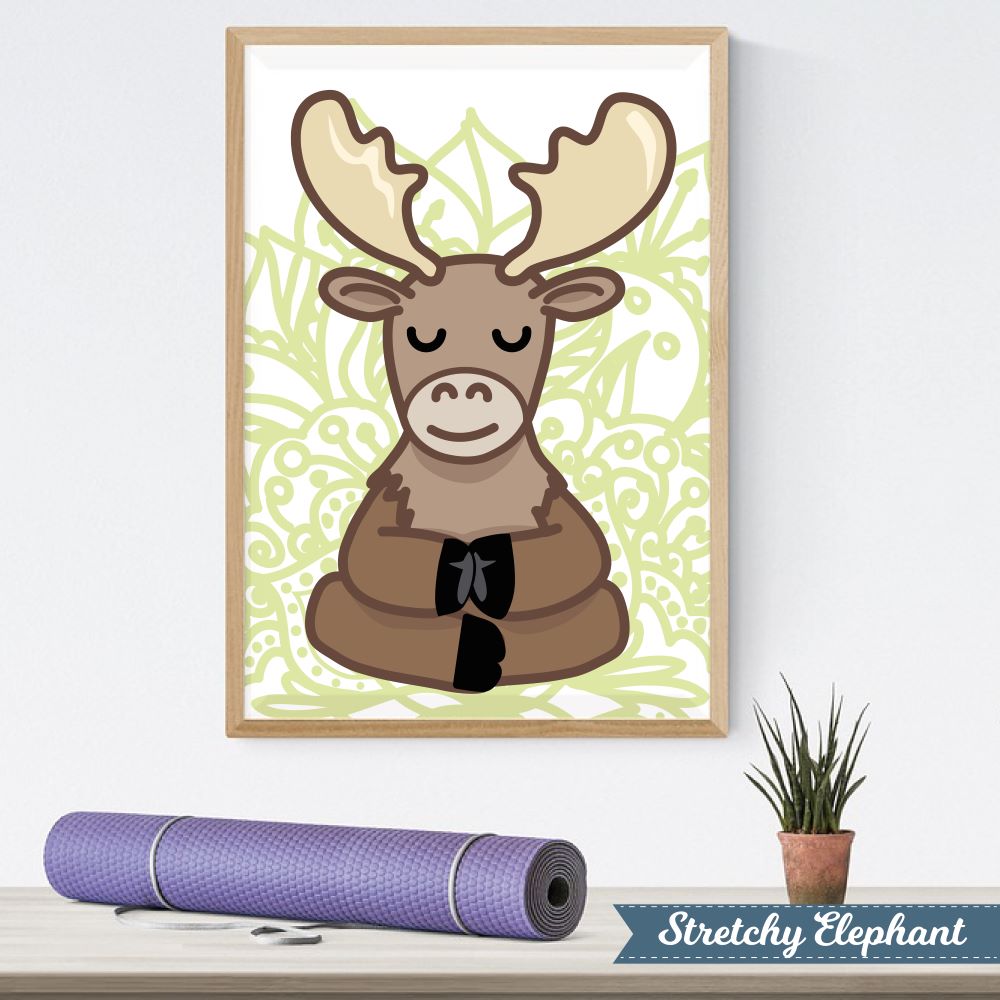Stretchy Elephant Framed Art "Meditating Moose" - Little Lady Agency