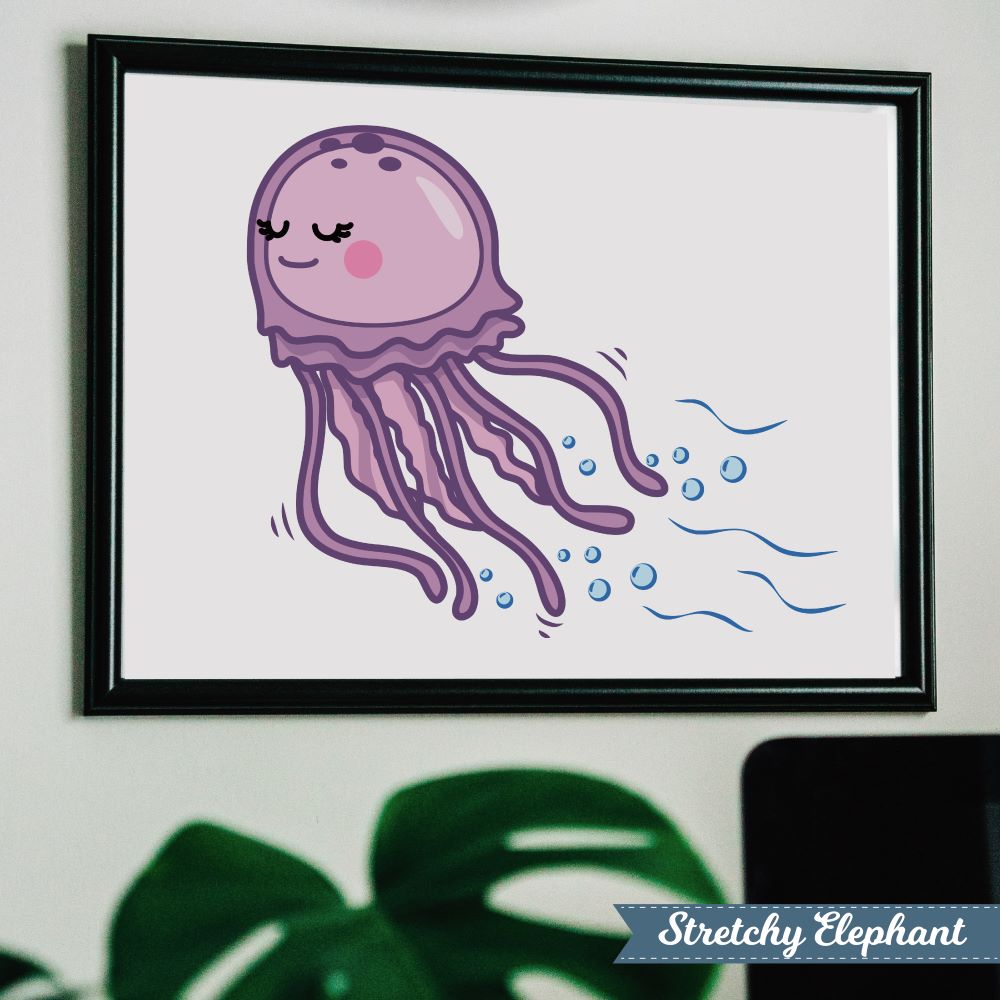 Stretchy Elephant Framed Art "Jellyfish Swimming" - Little Lady Agency