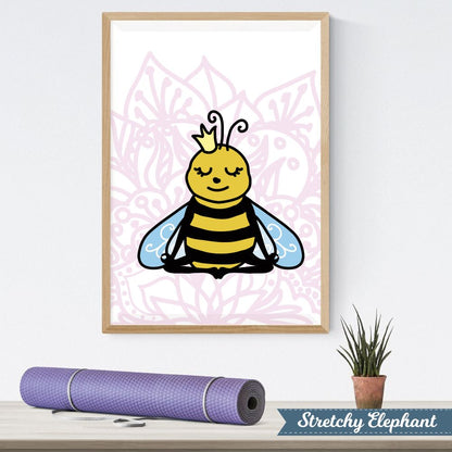 Stretchy Elephant Framed Art "Meditating Bee" - Little Lady Agency