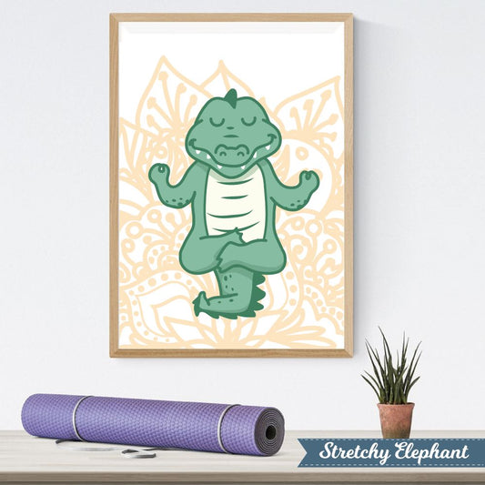 Stretchy Elephant Framed Art "Meditating Crocodile" - Little Lady Agency