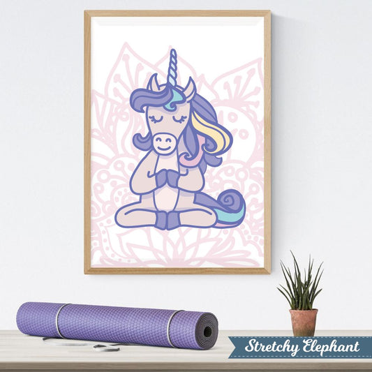 Stretchy Elephant Framed Art "Meditating Unicorn" - Little Lady Agency
