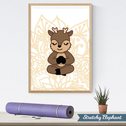 Stretchy Elephant Framed Art "Meditating Baby Deer" - Little Lady Agency