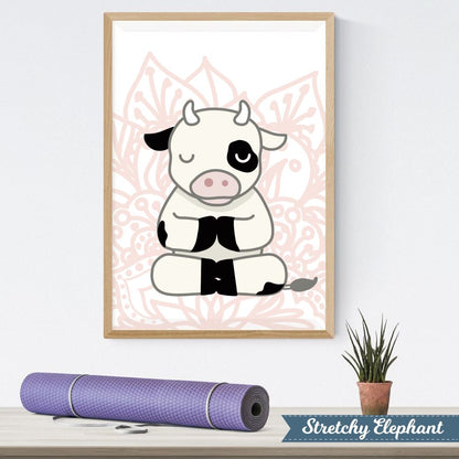 Stretchy Elephant Framed Art "Meditating Dairy Cow" - Little Lady Agency