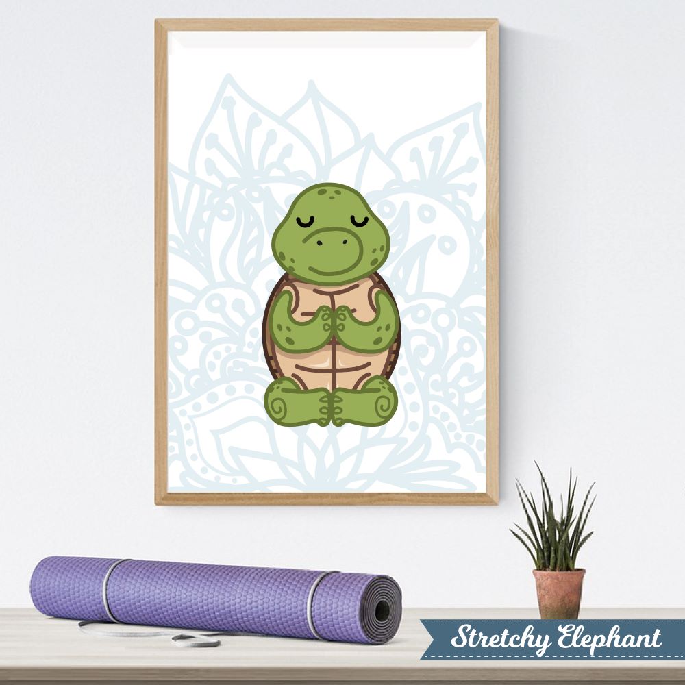 Stretchy Elephant Framed Art "Meditating Turtle" - Little Lady Agency