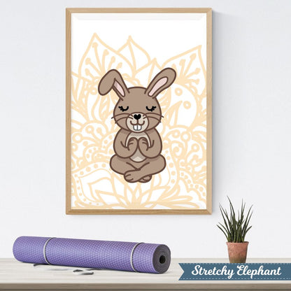 Stretchy Elephant Framed Art "Meditating Bunny" - Little Lady Agency