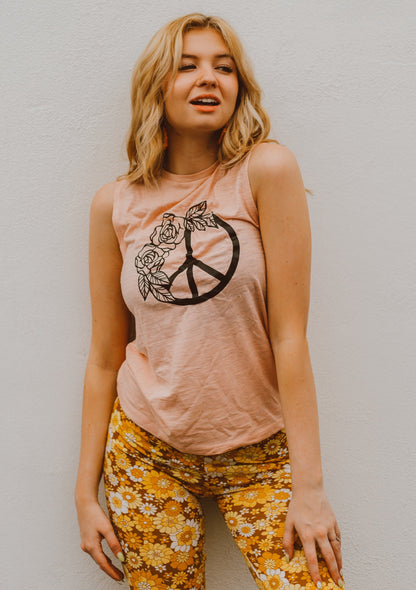 Peace Floral - Soft Muscle Tank