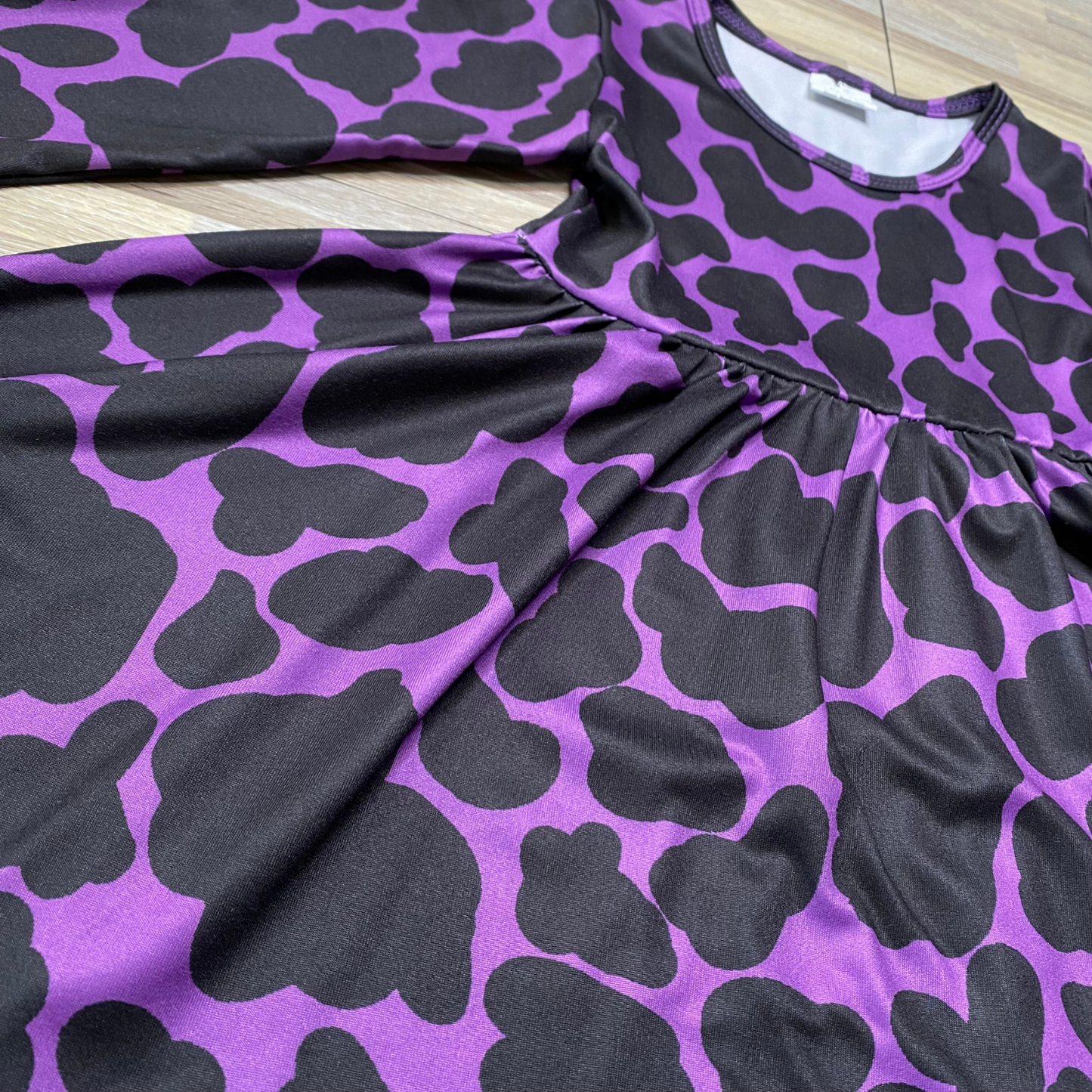 Purple Cowhide Twirly Dress (CC4901)-Dresses-ComfyCute by Sparkledots-sparkledots