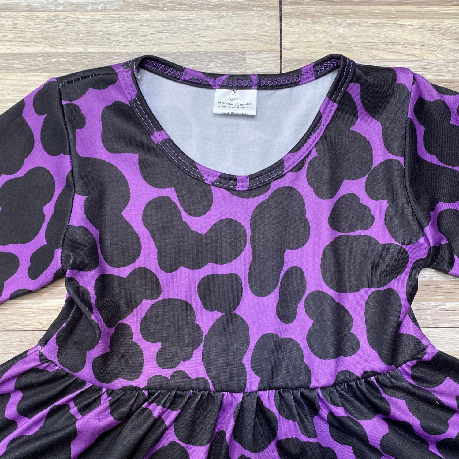 Purple Cowhide Twirly Dress (CC4901)-Dresses-ComfyCute by Sparkledots-sparkledots